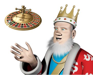 The Roulette King is pointing towards the content part of the website.