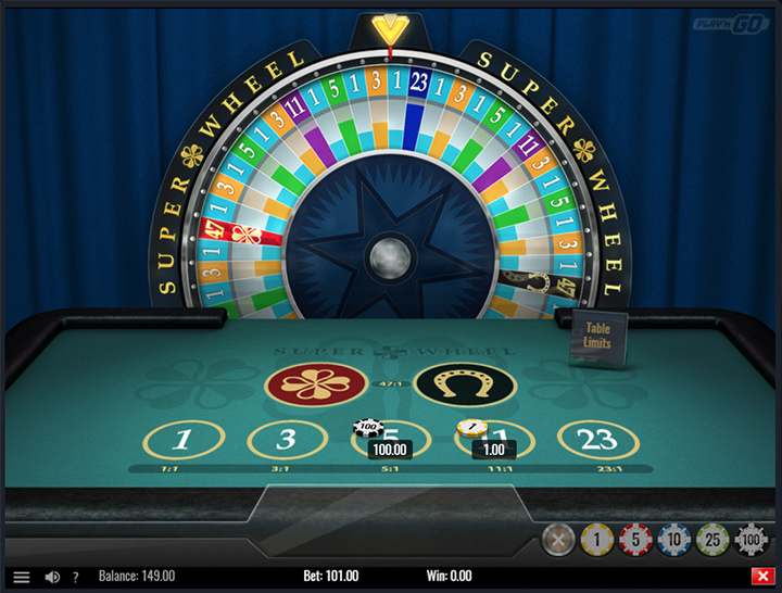 Play n Go - Super Wheel - Game screenshot. Betspin internet casino.
