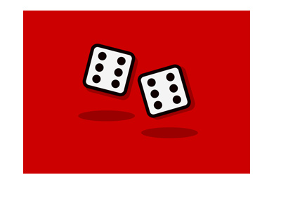 Online gambling ban - Illustration - Pair of dice on red background.