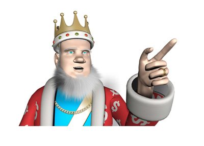 The King is taking the time to explain payouts in the game of roulette. Finger up in the air.