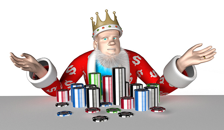 The King is sitting in front of a mountain of casino chips. Talking about LeoVegas