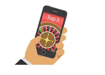 The top 3 mobile casinos - Phone featuring a roulette game - Illustration.