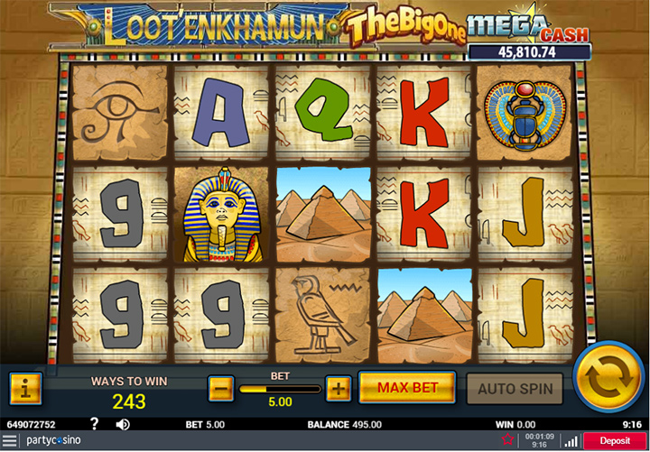 Partycasino screenshot of Loot Enkamun Slots.