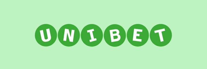 The Unibet logo on green background. Click above for free spins.